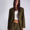 Çizgili Çift Düğmeli Blazer – Ceketler ve Trençkot