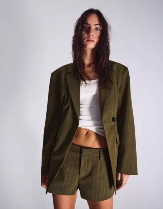 Çizgili Çift Düğmeli Blazer – Ceketler ve Trençkot