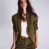 Çizgili Çift Düğmeli Blazer – Ceketler ve Trençkot