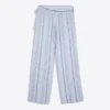 Çizgili Keten Karışımlı Pantolonlar