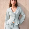Çizgili Peplum Denim Ceket – Ceketler ve Trençkotlar