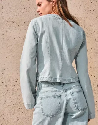 Çizgili Peplum Denim Ceket – Ceketler ve Trençkotlar