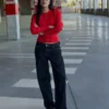 Çizgili, yuvarlak yakalı, düğmeli ceket
