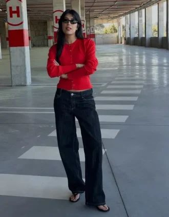 Çizgili, yuvarlak yakalı, düğmeli ceket