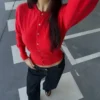 Çizgili, yuvarlak yakalı, düğmeli ceket