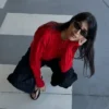 Çizgili, yuvarlak yakalı, düğmeli ceket