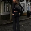 Kapaklı Düşük Bel Bootcut Kot Pantolonlar