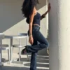 Kapaklı Düşük Bel Bootcut Kot Pantolonlar