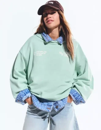 Kapüşonlu Baskılı Sweatshirt