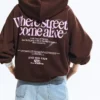 Kapüşonlu Baskılı Sweatshirt