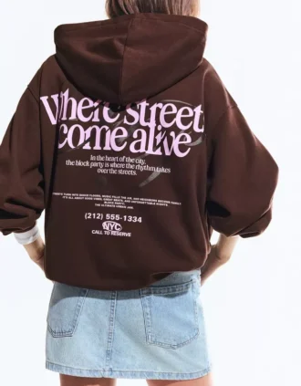 Kapüşonlu Baskılı Sweatshirt
