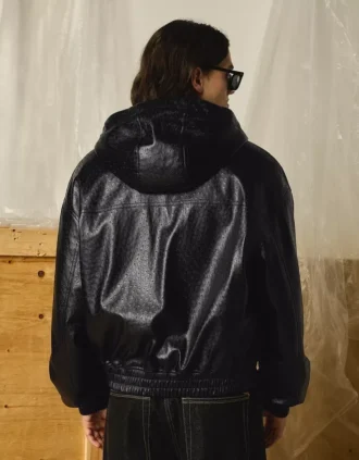 Kapüşonlu Faux Leather Ceket – Ceketler