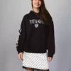 Kapüşonlu Titanic Desenli Kapüşonlu Sweatshirt