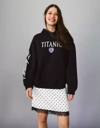 Kapüşonlu Titanic Desenli Kapüşonlu Sweatshirt