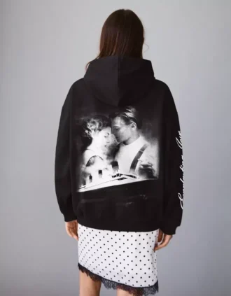 Kapüşonlu Titanic Desenli Kapüşonlu Sweatshirt