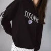 Kapüşonlu Titanic Desenli Kapüşonlu Sweatshirt