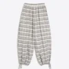 Kareli Drop Crotch Pantolonlar