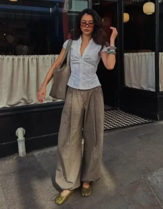 Kareli Paraşüt Pantolonlar – #Bershkastyle – Kadın