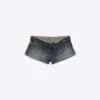 Katlı Bel Denim Mini Şort