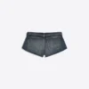 Katlı Bel Denim Mini Şort