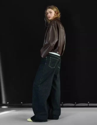 Kemerli Faux Leather Bomber Ceket – Ceketler ve Trençkotlar