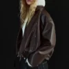 Kemerli Faux Leather Bomber Ceket – Ceketler ve Trençkotlar