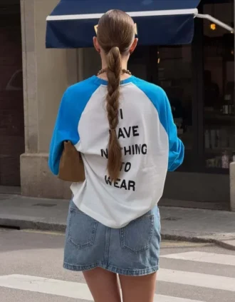 Kontrast Baskılı Uzun Kollu T-shirt