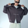 Kısa, Bol Fit, Fermuarlı, Desenli Sweatshirt – Sweatshirtler ve Kapüşonlular