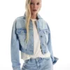 Kısa Denim Rhinestone Ceket – Ceketler ve Trençkotlar