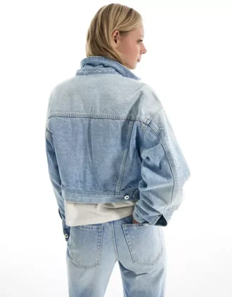Kısa Denim Rhinestone Ceket – Ceketler ve Trençkotlar