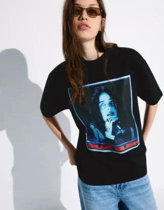 Kısa Kollu Billie Eilish Baskılı T-Shirt