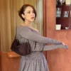 Kuşaklı Uzun Kollu Mini Elbise – Elbiseler ve Tulumlar