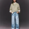 Kıvrımlı Paçalı Yüksek Bel Straight Wide Leg Kot Pantolonlar – Pantolonlar