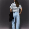 Kıvrımlı Paçalı Yüksek Bel Straight Wide Leg Kot Pantolonlar – Pantolonlar