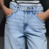 Kıvrımlı Paçalı Yüksek Bel Straight Wide Leg Kot Pantolonlar – Pantolonlar