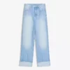 Kıvrımlı Paçalı Yüksek Bel Straight Wide Leg Kot Pantolonlar – Pantolonlar