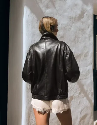 Leather Huni Yaka Ceket – Kadın