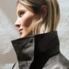 Leather Huni Yaka Ceket – Kadın
