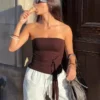 Önden bağlamalı bandeau üst – #Bershkastyle – Kadın