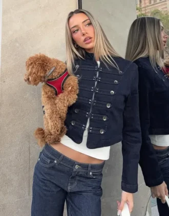Önden Düğmeli Denim Ceket – #Bershkastyle – Kadın