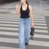 Önden Düğmeli, Düşük Bel, Wide Leg Barrel Kot Pantolonlar