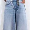Önden Düğmeli Düşük Bel Wide Leg Barrel Kot Pantolonlar – Pantolonlar