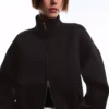 Neopren Etkili Balon Kesim Fermuarlı Sweatshirt