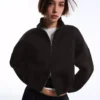 Neopren Etkili Balon Kesim Fermuarlı Sweatshirt