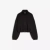 Neopren Etkili Balon Kesim Fermuarlı Sweatshirt