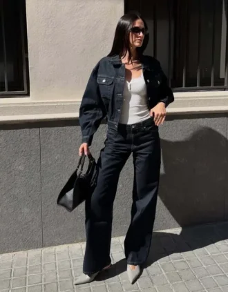 Kısa Balon Etkili Denim Ceket – Ceketler ve Trençkotlar