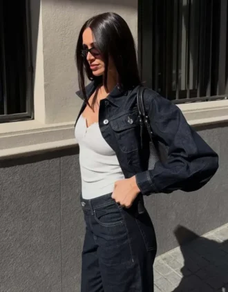 Kısa Balon Etkili Denim Ceket – Ceketler ve Trençkotlar