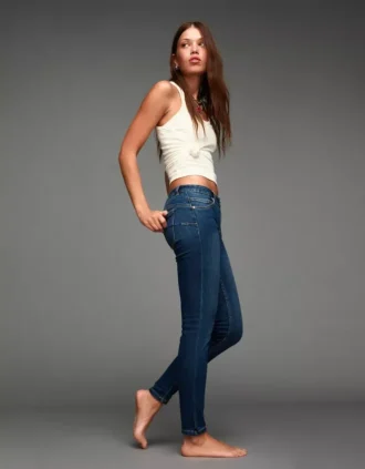 Orta Bel Push-Up Skinny Kot Pantolonlar – Pantolonlar