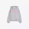 Oversize Baskılı Fermuarlı Kapüşonlu Sweatshirt