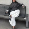 Oversize Dokulu Denim Ceket